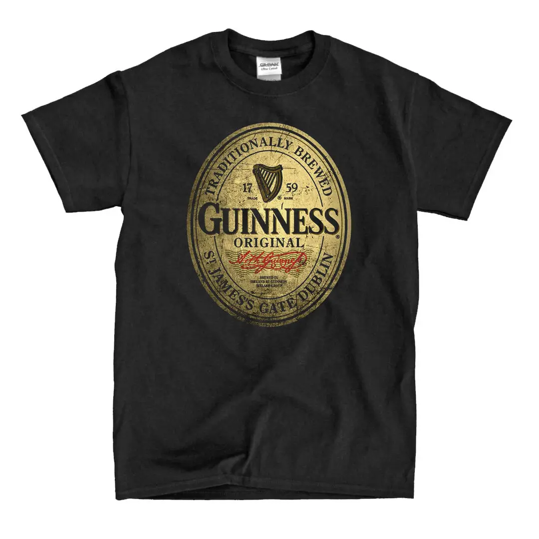Distressed Guiness Beer Label черная футболка доставка быстро! Высокое качество!|Футболки| |