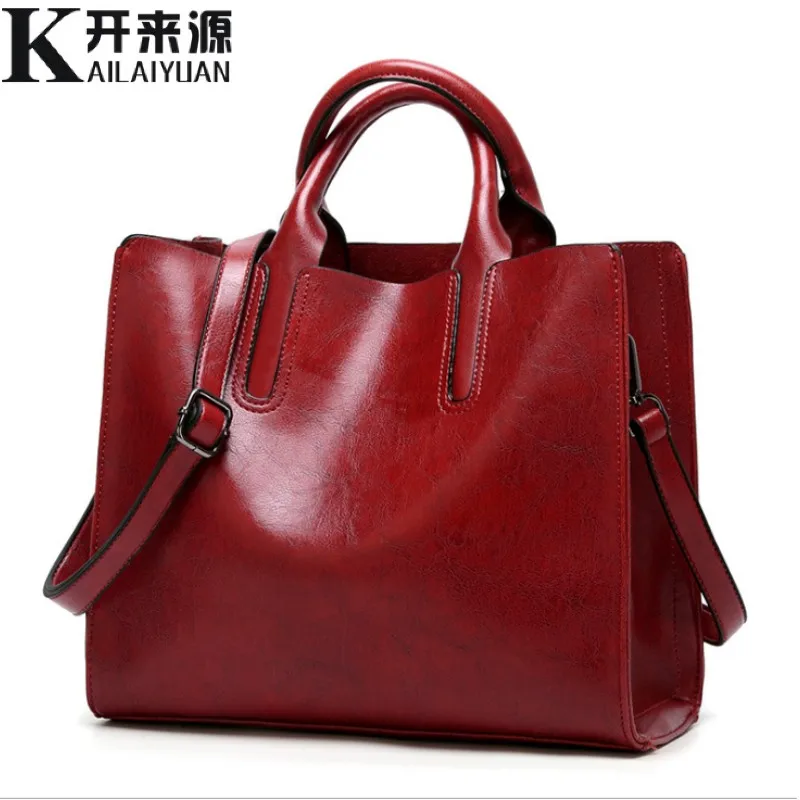 

KLY 100% Genuine leather Women handbags 2019 New handbags Cross-border goods Simple handbag Ms. Briefcase Shoulder Messenger