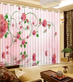 

Home Bedroom Decoration Window Curtain Living Room 3D Curtains Reflection Green Leaf Flower Circle Fabric Curtains Printed
