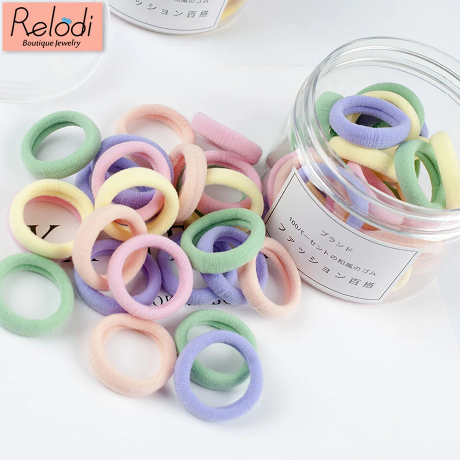 

50pcs/ Box Cute Candy Colored Elastic Hair Bands for Child Baby Gum Ponytail Holders Hair Accessories Nylon Rubber SP1473