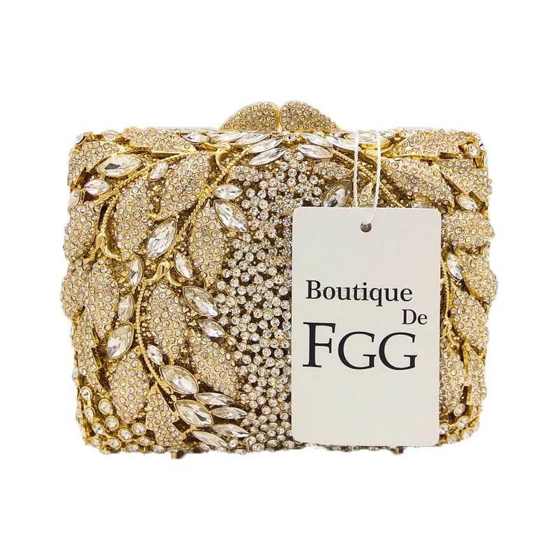 Boutique De FGG полый цветок Для женщин золото вечерняя сумка-клатч со стразами вечерний клатч в стиле minaudiere Свадебный вечерний коктейльный Алмаз сумочка и кошелек