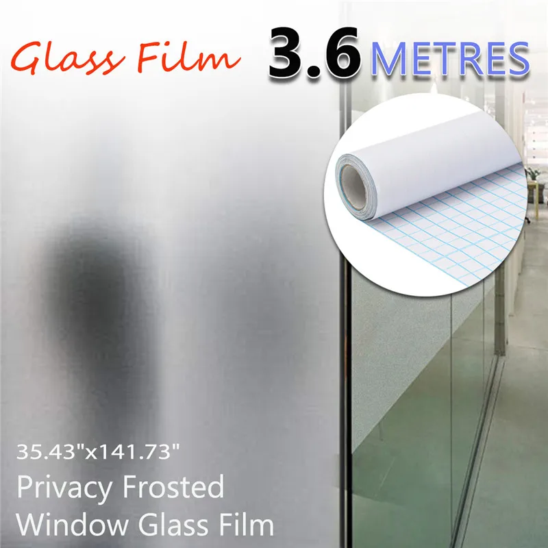 90cmx3.6m Frosted Window Tint Glass Privacy PVC Film For DIY Home