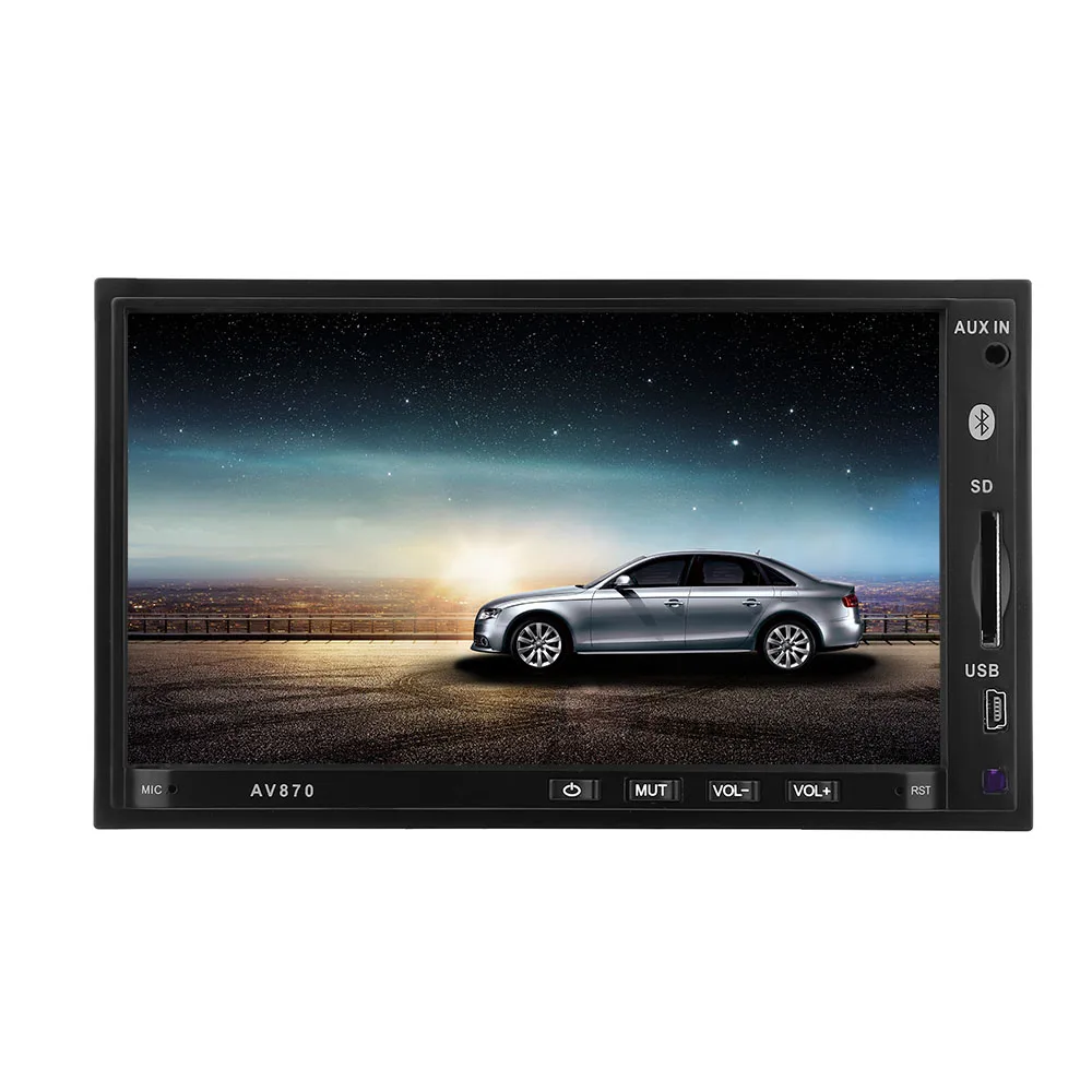 AV870B 12 V 7 Zoll HD 1080 P TFT Touchscreen Auto DVD MP5 Player Mit Bluetooth 2,1 FM RDS Radio AUX USB Sd karte Slot Billig