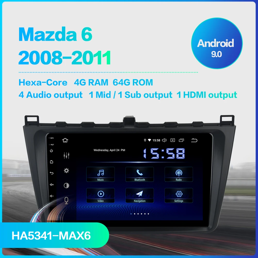 Автомобильный сенсорный экран Fongent 9 &quotIPS Стерео GPS Android 0 для Mazda 6 2008 2009 2010 2011
