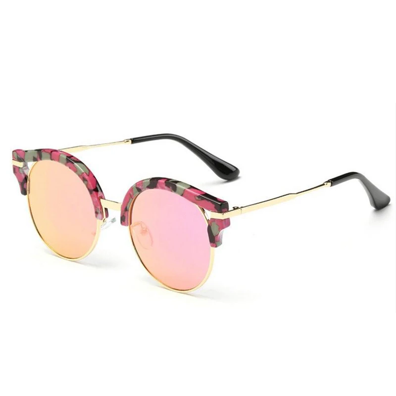 Модные круглые солнцезащитные очки "кошачий глаз" для женщин, фирменный дизайн, зеркальные линзы, солнцезащитные очки для женщин, солнцезащитные очки, UV400, m511 - Цвет линз: C05