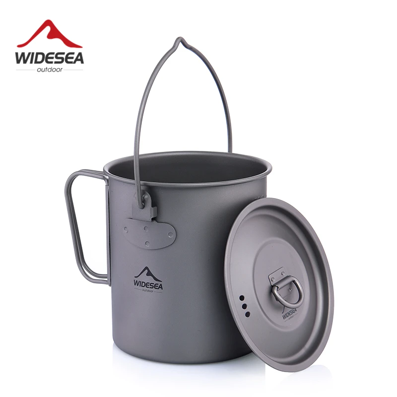 Widesea 750 ml de olla de agua de la taza con tapa plegable de Camping al aire libre de utensilios de cocina ollas de cocina Picnic colgar olla