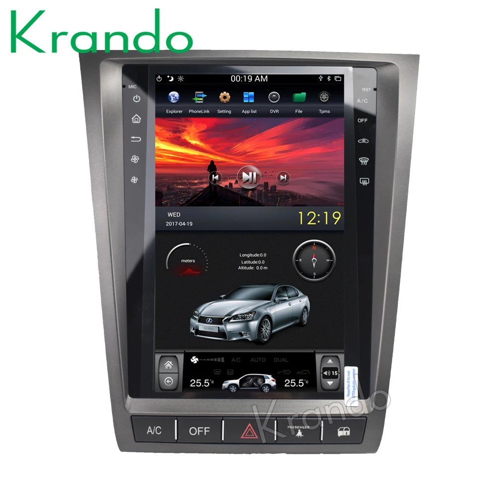 

Krando Android 8.1 11.8" Vertical screen tesla style car radio audio player for Lexus GS gps entertainment multmedia system