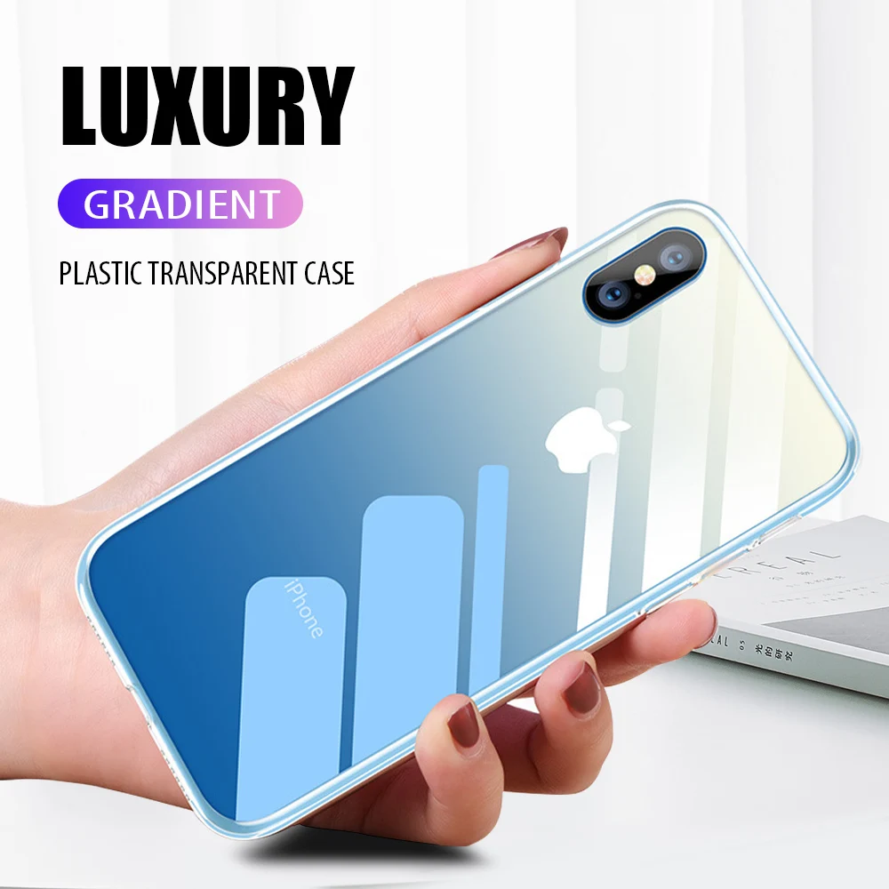 

Luxury Gradient Acrylic Phone Case for iPhone X XS Max XR Clear Transparent Plastic Phone Cases for iPhone XR XS Max Cover Coque