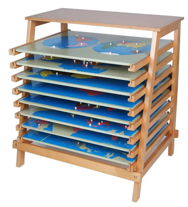 Montessori Teaching aid materials educational shelf for map toys wooden
