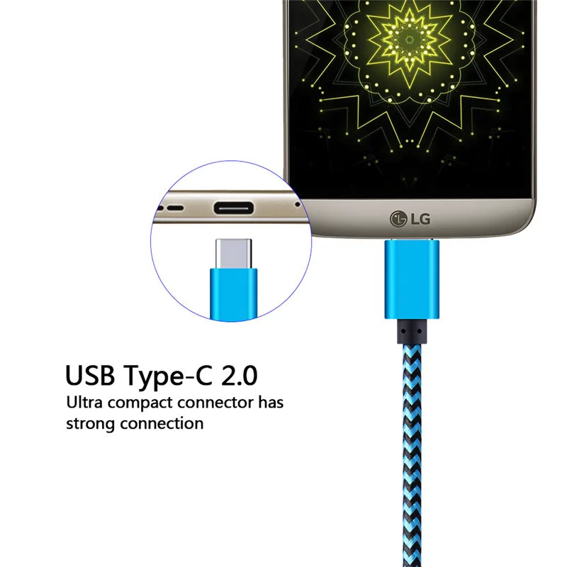 Нейлоновый кабель usb type-c, адаптер для быстрой зарядки, короткий кабель type-c для зарядки и передачи данных для samsung Galaxy S10 S9 Plus, xiaomi, huawei