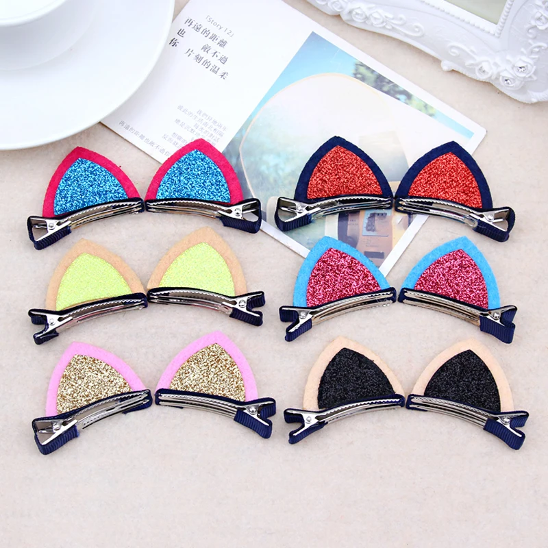 Free Shipping 2PCS/Lot Girls Cute Cat Ears Hair Clips Children Lovely