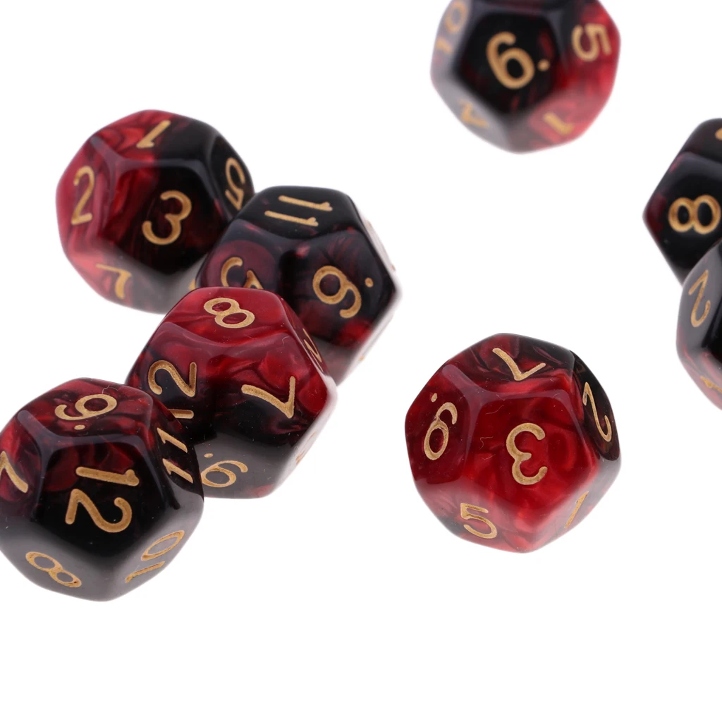 Pack of 10 Multi-sided Dice Polyhedron Dice Set D12 for D&D / TRPG Tabletop Game Role Playing Dices