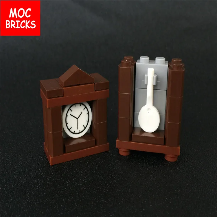Кубики MOC DIY коричневые Семейные Дед часы антикварная мебель для интерьера