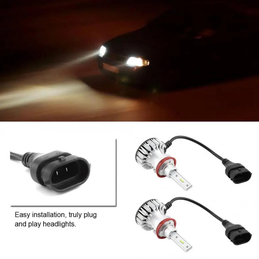 2 шт автомобилей Светодиодный фар Conversion Kit мигающий свет лампы накаливания H11/H8/H9 стайлинга автомобилей Светодиодный фар