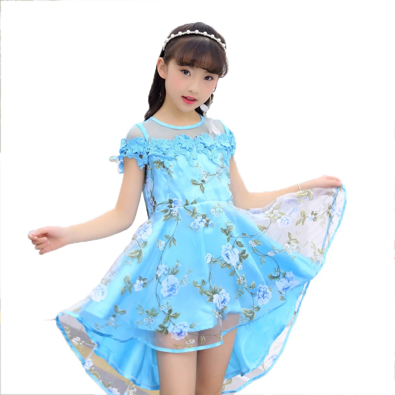 2018 Brand Summer Girls Print Voile Dress Kid School Cute Girl Beach