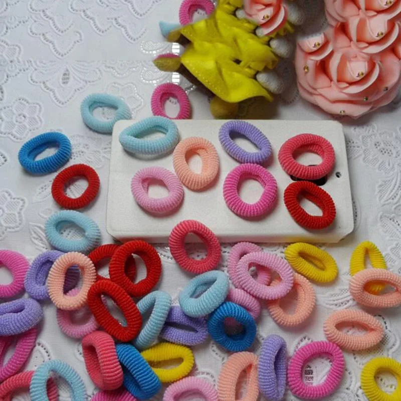 New Small Ring Hair Bands Girls Colorful Elastic Hair Rope Seamless Towel Ring Rubber Band Ponytail Headwear 50 Pcs/lot