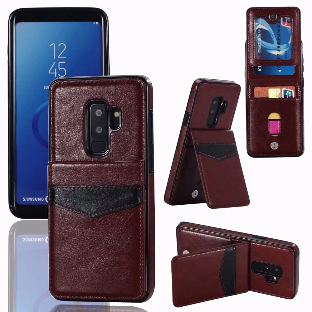 PU Leather Phone Case For Samsung Galaxy S9 S8 plus S7 edge bracket Multi Card Holders cover Mobile phone case Shells |