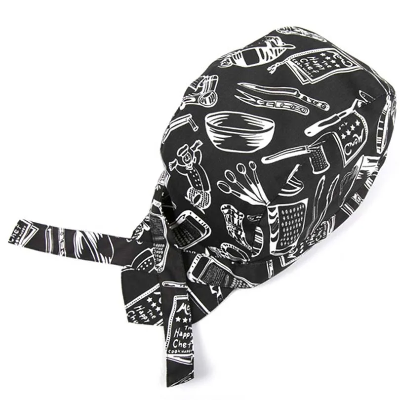 

Chef Work Hat Pirate Streamer Cap Head Men and Women Waiter Restaurant Kitchen Work Hat Adjustable Fashion Unisex Hat