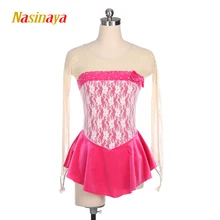 Платье для фигурного катания Nasinaya, индивидуальные юбки для конькобежцев, для девочек, женщин, детей, для гимнастики, выступления, белое кружево