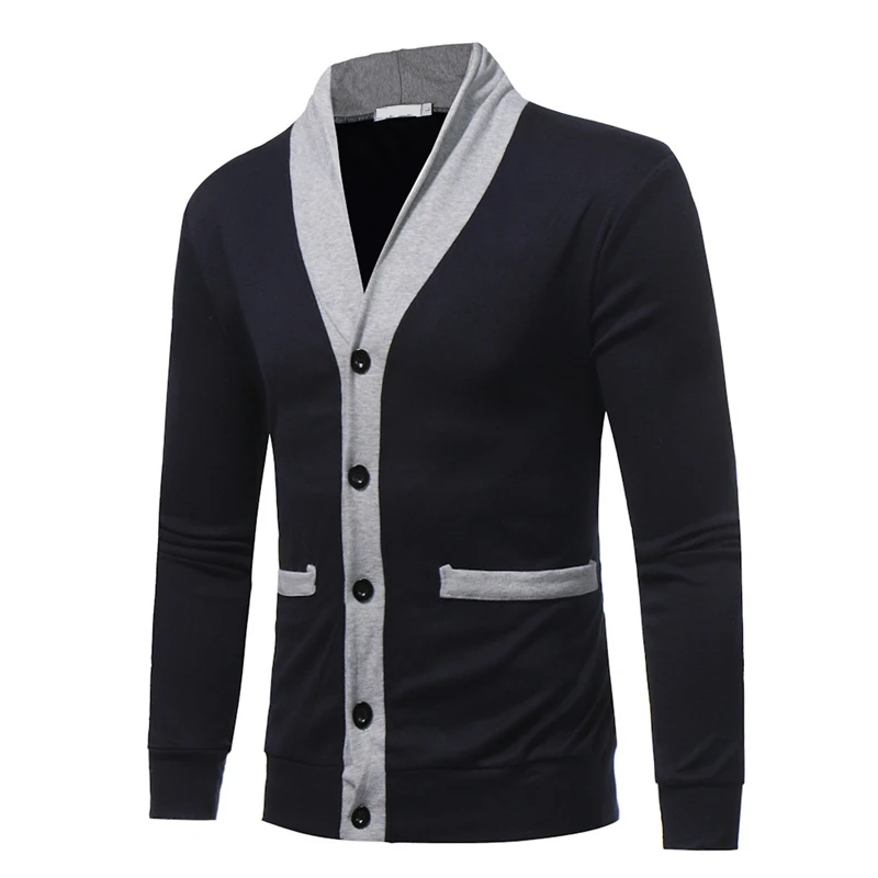 2018 الخريف الرجال عارضة سترة معطف الرجال عارضة خليط صالح سليم الخامس الرقبة محبوك سترة SweaterCoat M-2XL