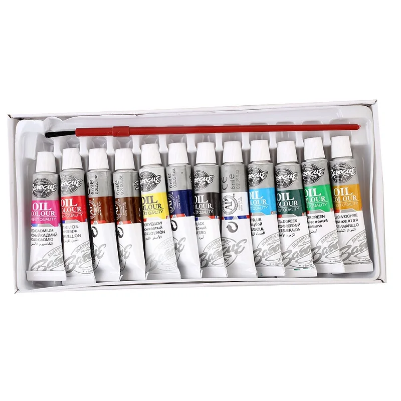 

1Pc 12 Colors 6ml Oil Painting Set with 1 Brush Pen Acrylic Pigment Professional Oil Colors Paints Fine Painting Art Supplies