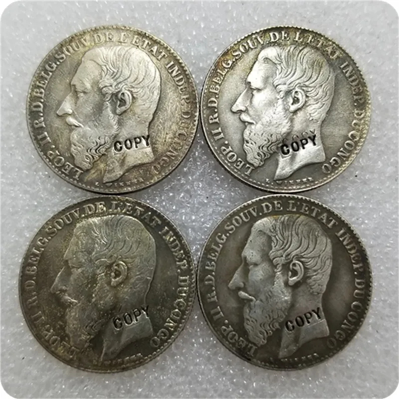 1887 1891 1894 1896 г. Конго Свободные монеты в 2 франка копия памятных монет