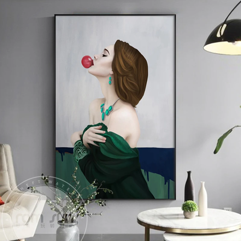 

Fashion Orange Green Poster and Print Modern Beauty Image Canvas Painting Abstract Art Wall Pictures for Living Room Home Decor