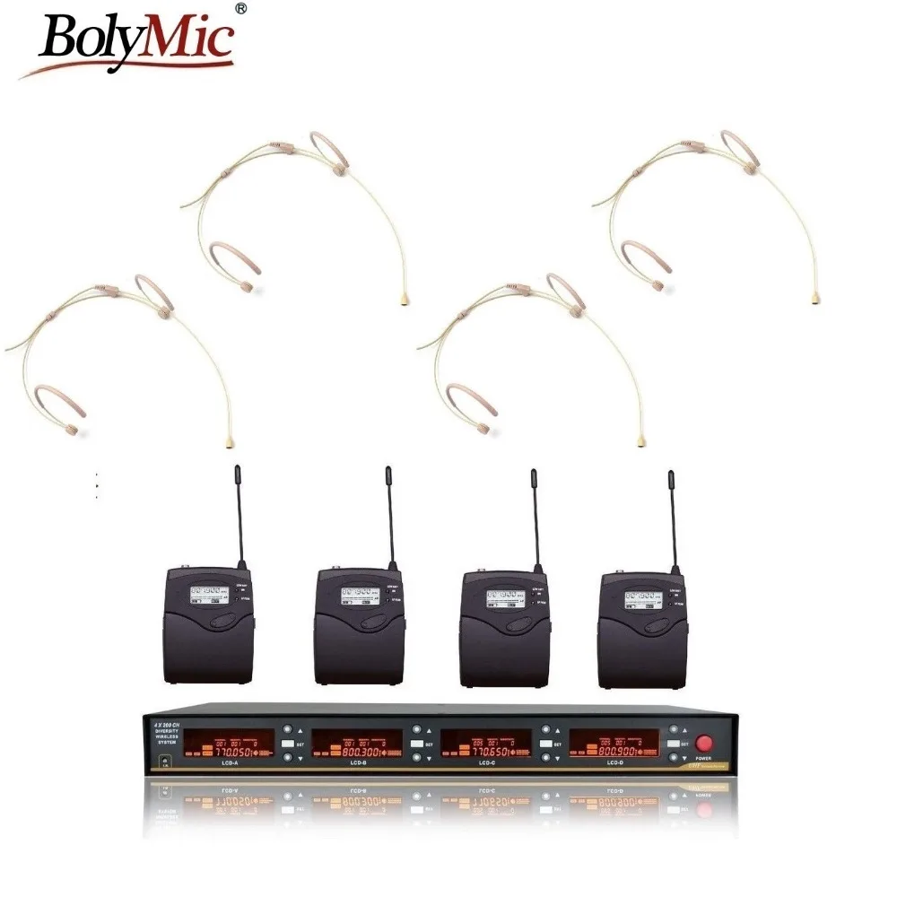 

Bolymic 4 channels wireless microphone karaoke UHF Headset Cordless Microphone