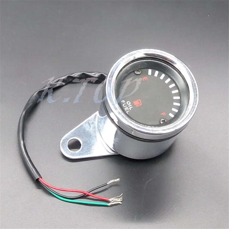Chrome 12V Universal Motorcycle LED Digital Oil Fuel Gaugemotorcycle