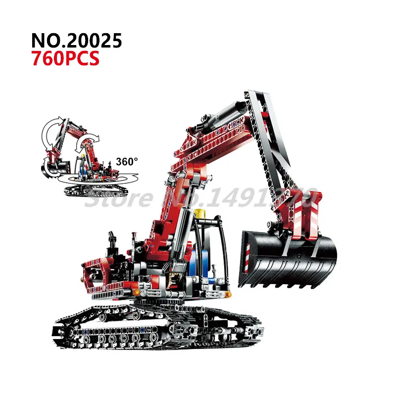 

Technic Mechanical Building Blocks The Red Engineering Excavator Educational Bricks 8294 Model Toys For Children Gifts