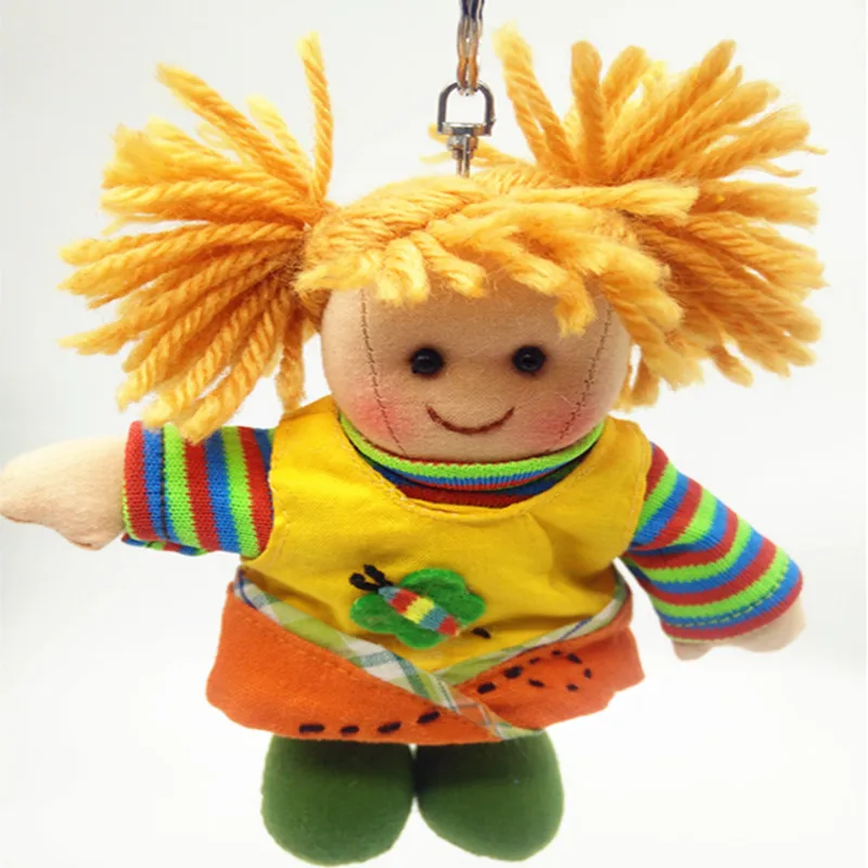 Wholesale small rag doll toy 6 inch 50pcs/pack with keyring cute kids