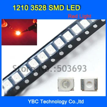 

200pcs/lot Ultra Bright Red Light Diode1210 3528 SMD LED Wholesale