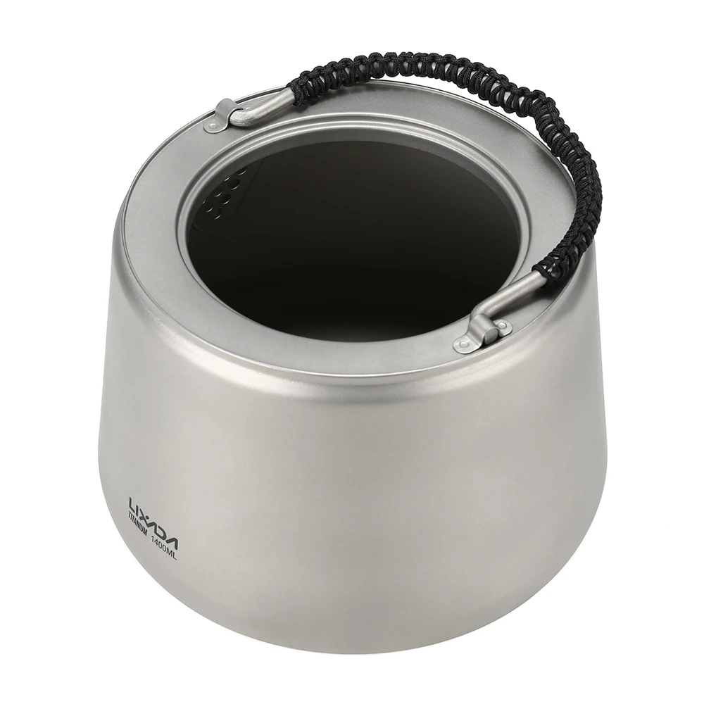 Lixada 1.4L титановый чайник Сверхлегкий Открытый походный чайник для воды кофейник чайник походная посуда