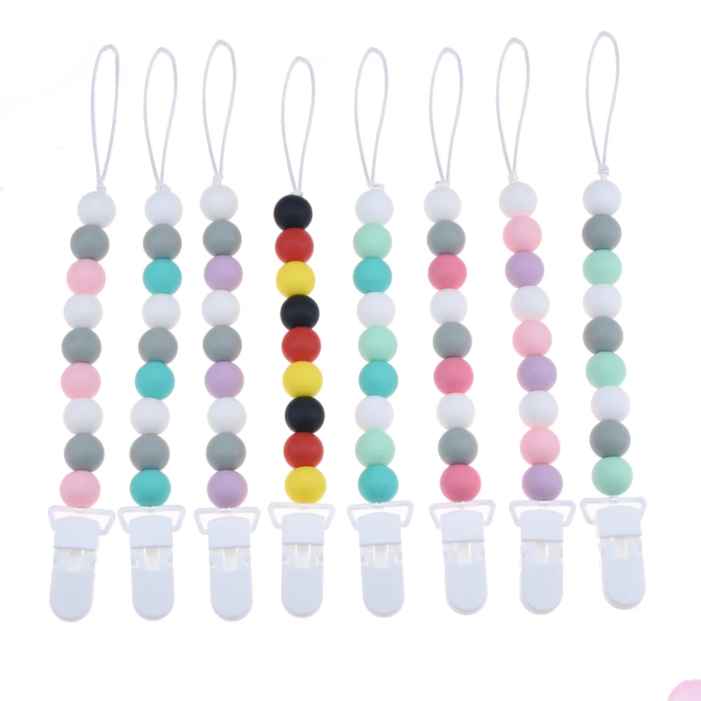 

Happyfriends DIY Silicone Baby Pacifier Leash Clip Colorful Pacifier Chain for Baby Teething Soother Chew Toy Pacifier Holder