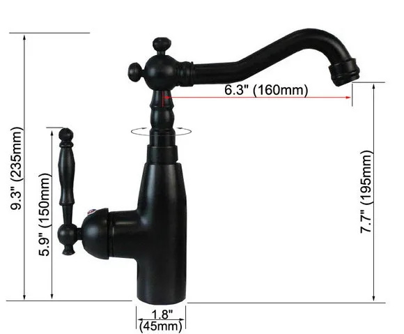 Black Oil Rubbed Bronze Single Handle Swivel Kitchen Bathroom Sink Basin Faucet Mixer Tap asf074