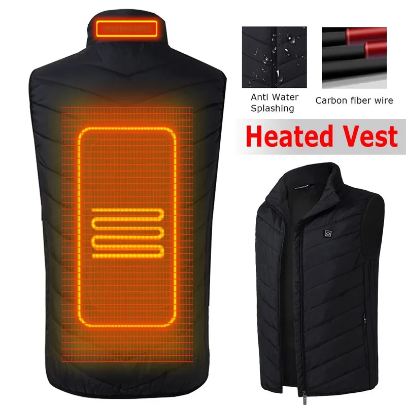 Waterproof USB Powered Hiking Hunting Heated Vest Jacket Thermal