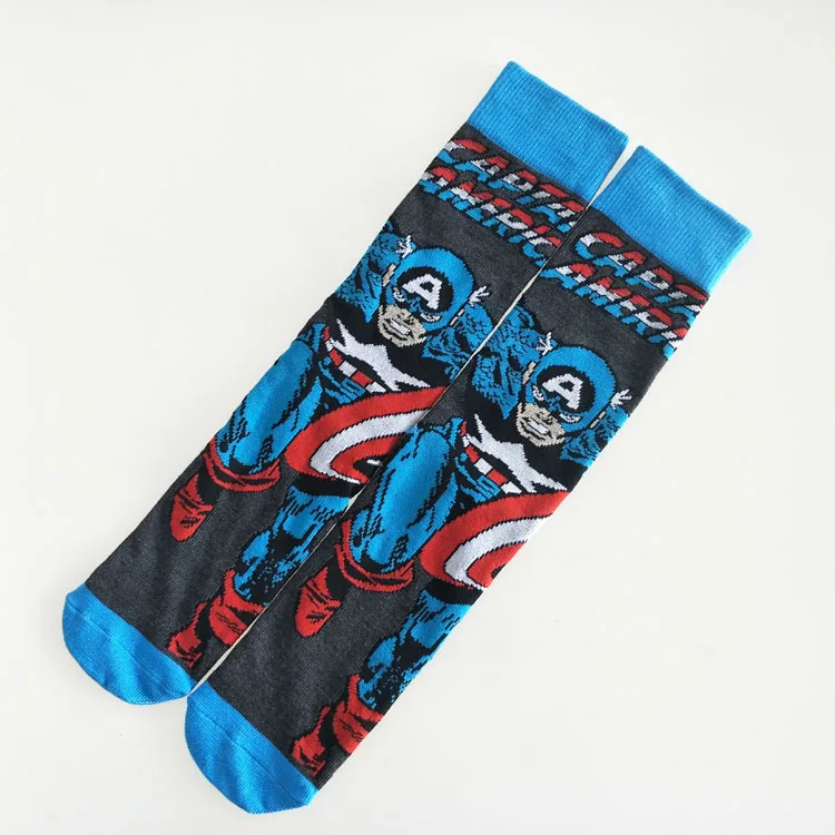 5 Pairs/Pack Thor Men socks Marvel Comic Heros Anime pattern Ironman Captain America Hulk Hawkeye Man compression cotton Socks