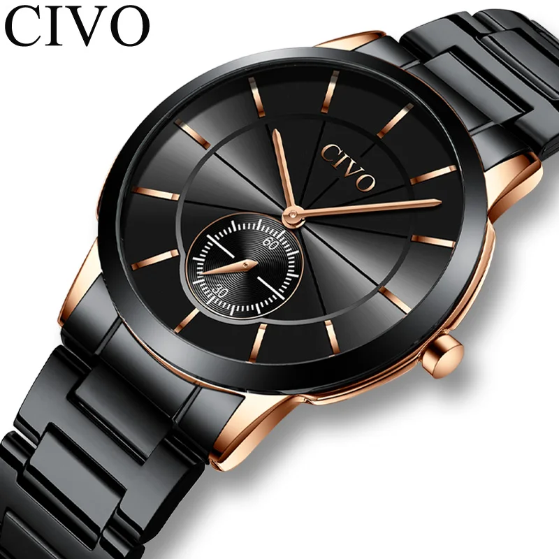 

CIVO Business Gold Waterproof Watch Men Sport Top Brand Watches Man Strap Fashion Luxury Dial Quartz Clock Relogio Masculino