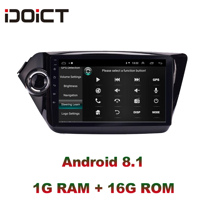 Best IDOICT  Android 8.1 Car DVD Player GPS Navigation Multimedia For KIA K2 Rio 3 2011-2016 car stereo bluetooth wifi 5