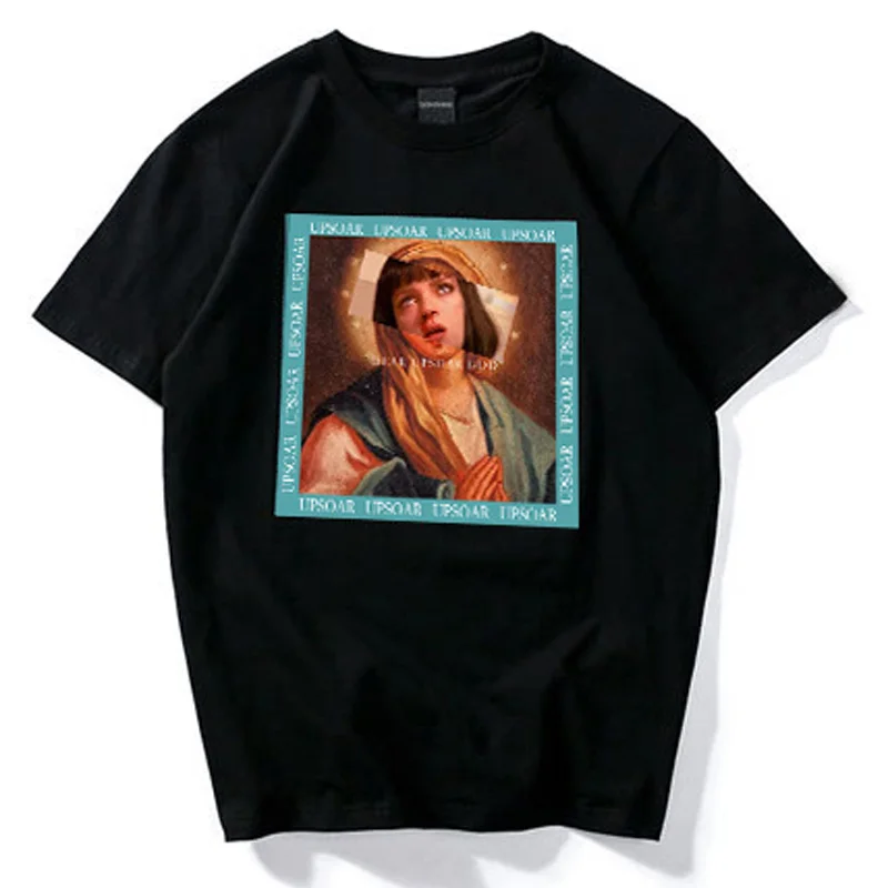 

HFNF Virgin Mary Women/Men's T-Shirts 2018 Funny Printed Short Sleeve Tshirts Cotton