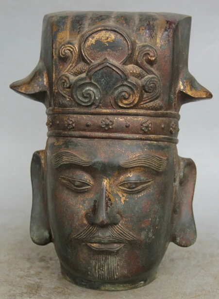 

wholesale factory 10" Old Ancient Chinese dynasty Bronze emperor kaiser tzar Head Bust Statue