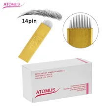 100Pcs Hard Pcd P14 pin U shape Microblading Needles Permanent Makeup Eyebrow Tatoo Blade For Manual Tattoo Pen Machine