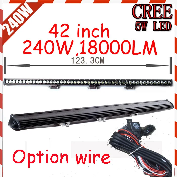 

Free DHL/UPS/FEDEX ship! 42" 240W 18000LM 10~30V,6500K,LED working bar;led offroad bar,Option wire harness,SUV,LED bar light