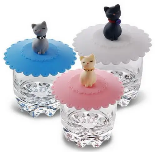 

YI HONG Cute Cat Silicone Cup Cover Coffee Suction Seal Lid Cap Silicone Airtight Love Creative
