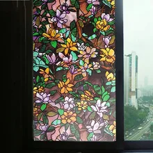 Нарисованная Орхидея пленка для окна, стеклянная пленка, наклейка, Электростатическая, анти-УФ, непрозрачная, пятнистая, для ванной, двери, для украшения дома, пленка