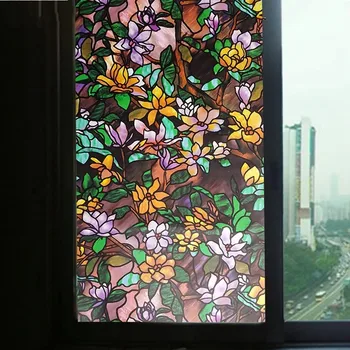 

Painted orchid Window Privacy Film Glass Film Sticker Electrostatic anti-UV opaque Stained bathroom door Home Decoration Film