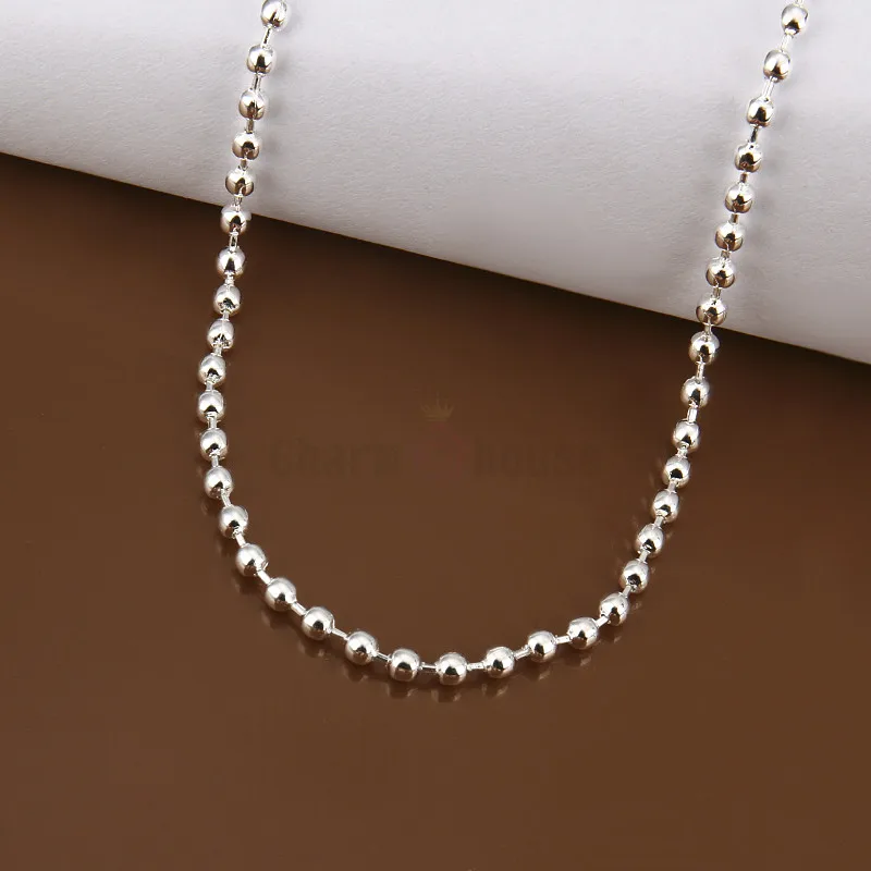 16 24 inch 2mm Ball Chain Silver Necklace for Women/ Men Fashion