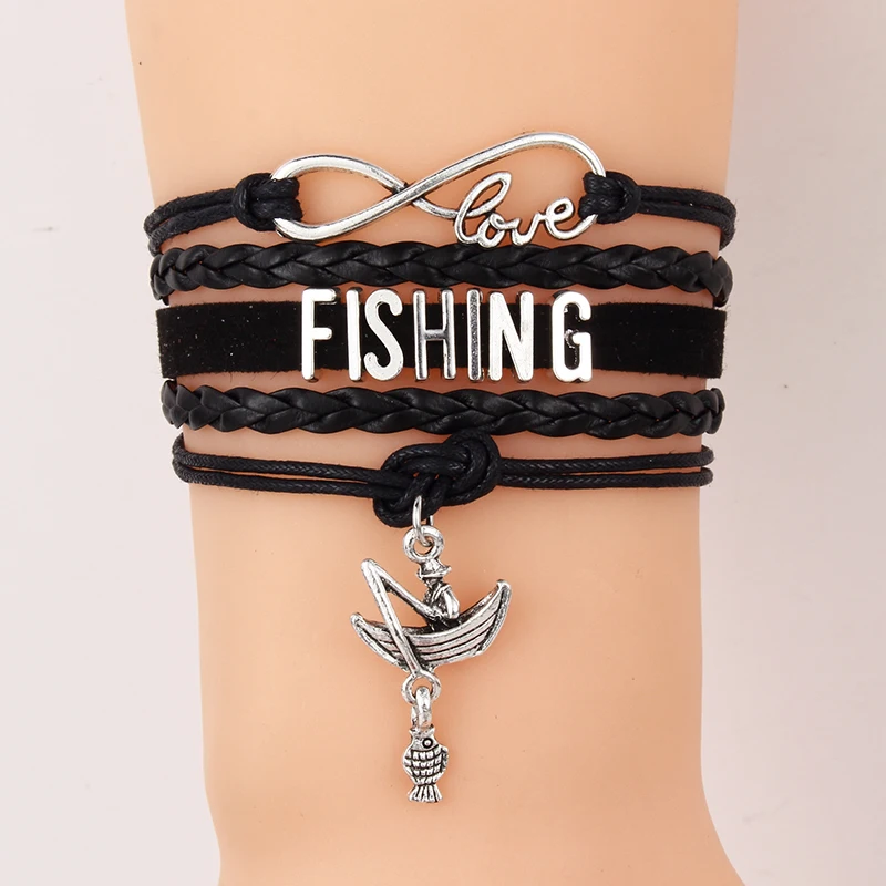 Infinity Love FISHING Bracelet Fishman boat Charm handmade bracelet