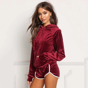 

Spring Autumn Tracksuit 2pcs Suit Women Hoodies Sweatshirts+Shorts Hooded 2 Pieces Sets Women Clothing