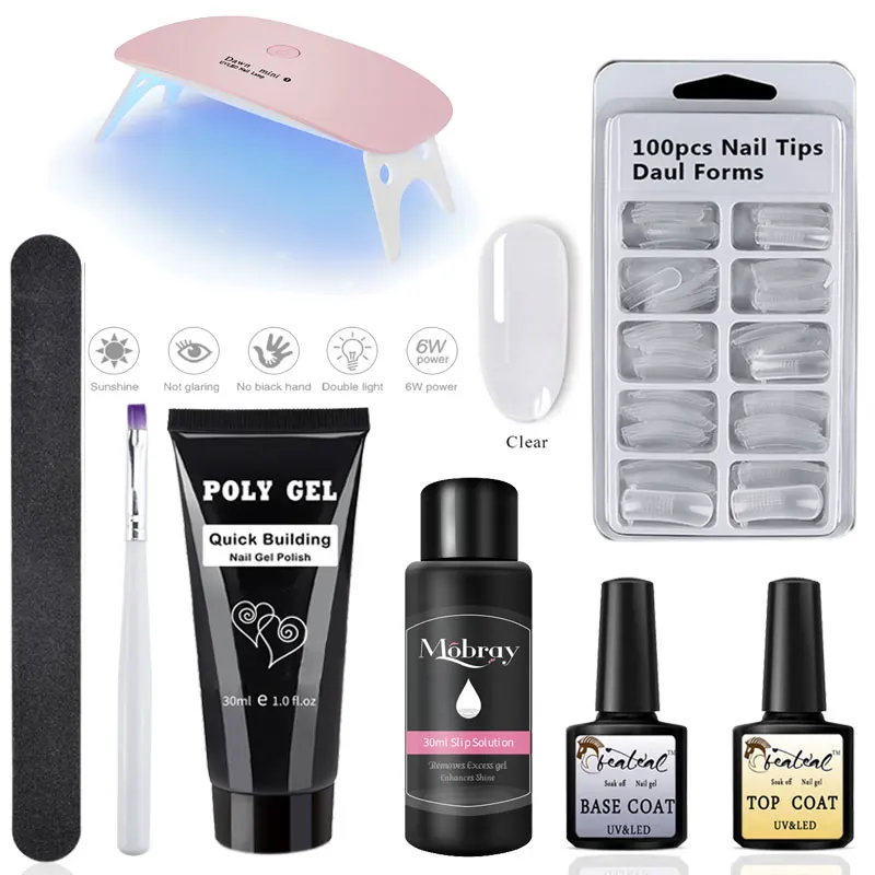 Juego de Gel de poligel de 30g Kit de Gel de acrílico de uñas Rosa Blanco claro cristal UV Builder Gel realce Slip Solution rápido extensión de Gel Juego de Gel de poligel de 30g Kit de Gel de acrílico de uñas Rosa Blanco claro cristal UV Builder Gel realce Slip Solution rápido extensión de Gel